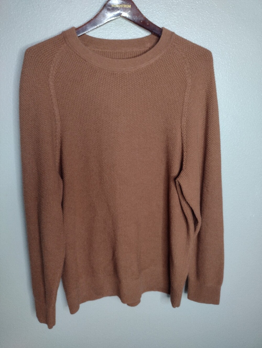 Lululemon Mens Textured Knit Crewneck Sweater Pullover Brown B3